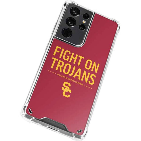 University of Southern California Fight On Trojans Red Galaxy S21 Ultra 5G Clear Case